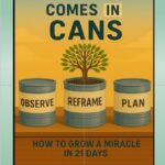 Success comes in cans is a money tree growing out of a can labeled reframe. It is flanked by observe and plan.